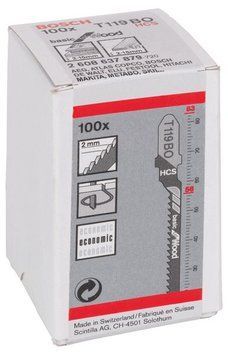 100 лобзикових пилок T 119 B Basic for Wood, HCS BOSCH 2608637879 фото