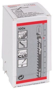 100 лобзикових пилок T 144 D Speed ​​for Wood, HCS BOSCH 2608637880 фото