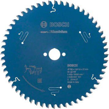 Пиляльний диск Bosch Professional Expert for Aluminium Corded для ручних дротових циркулярних пилок, 190x20x2.6, 56T (2608644101) 2608644101 фото