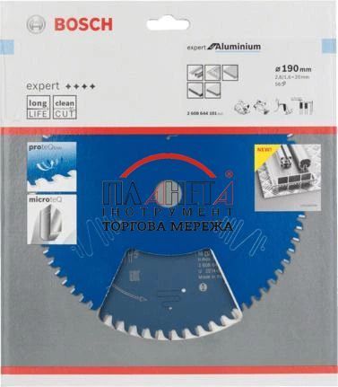 Пиляльний диск Bosch Professional Expert for Aluminium Corded для ручних дротових циркулярних пилок, 190x20x2.6, 56T (2608644101) 2608644101 фото