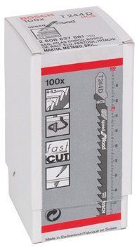 100 лобзикових пилок T 244 D Speed ​​for Wood, HCS BOSCH 2608637881 фото