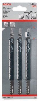 3 лобзикових пилок T 344 D Speed ​​for Wood, HCS BOSCH 2608637944 фото