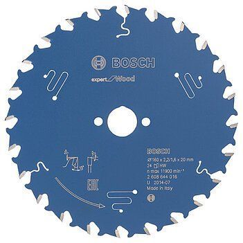 Пильний диск Expert for Wood Corded Bosch Professional для мережевих ручних циркулярних пилок, для занурювальних пил, 160x20x2.2, 24T (2608644016) 2608644016 фото