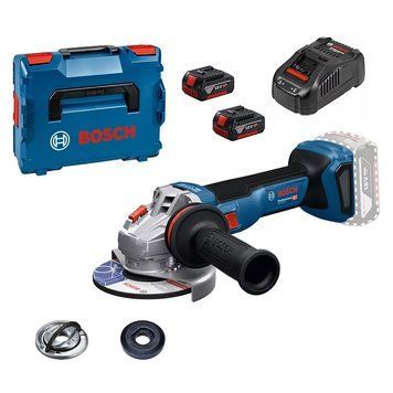 Акумуляторна кутова шліфмашина GWS 18V-11 Bosch Professional, 2хGBA 18V 5.0Ah та ЗП GAL 1880 CV у кейсі L-BOXX 136 (06019N4103) 06019N4103 фото