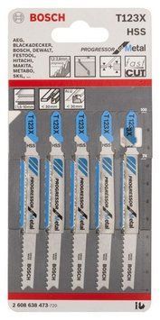 5 лобзикових пилок Т 123 ХF Progressor for Metal, BIM BOSCH 2608638473 фото