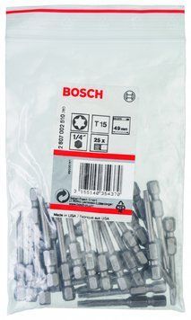 Насадка біта BOSCH Extra Hard T15, 49 мм 25 шт. 2607002510 фото