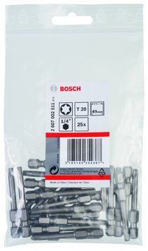 Насадка біта BOSCH Extra Hard T20, 49 мм 25 шт. 2607002511 фото