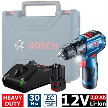 Акумуляторний ударний дриль-шуруповерт BOSCH GSB 12V-30 2х2.0 Ач + GAL 12V-40 06019G9100 фото