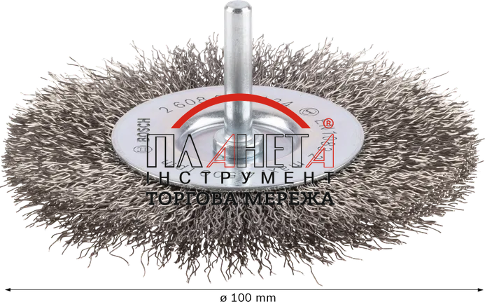 Дискова кільцева щітка PRO Stainless steel clean, 6мм, 100x0.3мм, пучки сталевого витого дроту, INOX, 10мм Bosch Professional (2608622124) 2608622124 фото