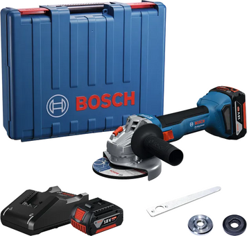 Акумуляторна кутова шліфмашина GWS 18V-8 Bosch Professional, 2хGBA 18V 4.0Ah та ЗП GAL 18V-40 у кейсі (06019N9020) 06019N9020 фото