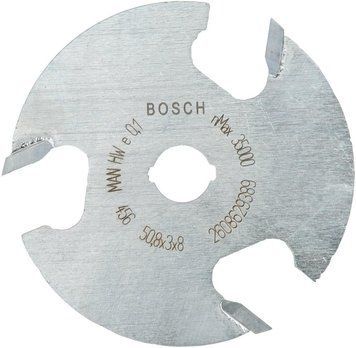 Плоска дискова пазова фреза Expert for Wood із трьома канавками, 8 мм, D1 50,8 мм, L 3,0 мм, G 8 мм для занурювальних фрезерних машин для кромкових фрезерів Bosch Professional (2608629389) 2608629389 фото