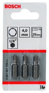 Насадка біта BOSCH Extra Hard HEX 4, 25 мм 3 шт. 2607001724 фото