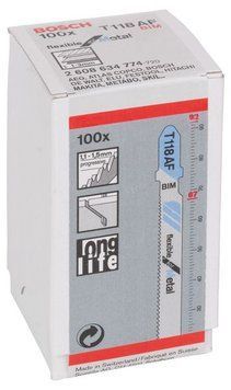 100 лобзикових пилок T 118 AF Flexible for Metal, BIM BOSCH 2608634774 фото