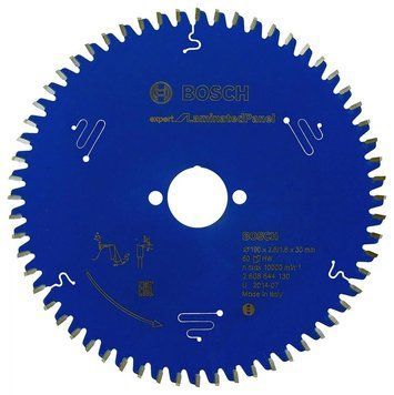 Пиляльне полотно, диск EXPERT Laminated Panel Corded Bosch Professional для ручної мережевої циркулярної пилки, для занурювальної пилки, 190x30x1,6, 60T (2608644130) 2608644130 фото
