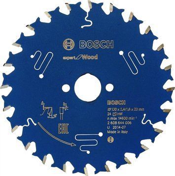 Пильний диск Expert for Wood Corded Bosch Professional для мережевих ручних циркулярних пилок, для занурювальних пил, 130x20x2.4, 24T (2608644006) 2608644006 фото