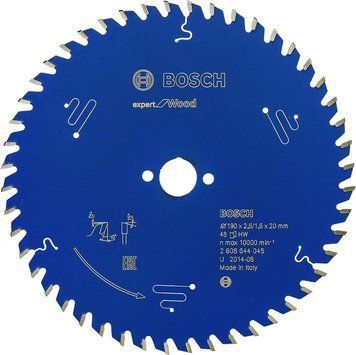 Пильний диск Expert for Wood Corded Bosch Professional для мережевих ручних циркулярних пилок, для занурювальних пил, 190x20x1,6, 48T (2608644045) 2608644045 фото