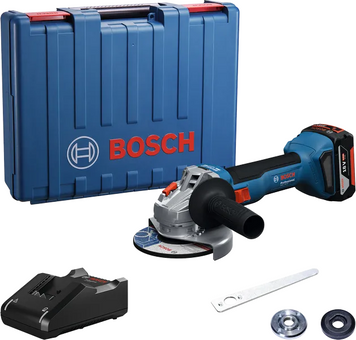 Акумуляторна кутова шліфмашина GWS 18V-8 Bosch Professional, АКБ GBA 18V 4.0Ah та ЗП GAL 18V-40 у кейсі (06019N9021) 06019N9021 фото