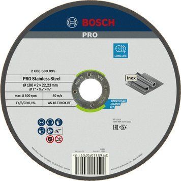 Армований відрізний круг по нержавійки, 180х2,0х22,23 мм, прямий, Bosch Professional Stainless Steel and Metal, для великих кутових шліфувальних машин, oSa (2608600095) 2608600095 фото