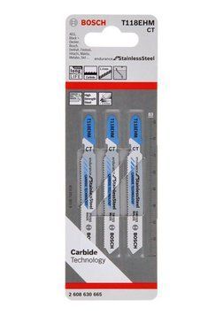 3 лобзикові пилкиT 118 ЕНМ Endurance for Stainless Steel, Carbide BOSCH 2608630665 фото
