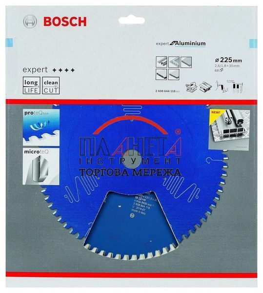 Пиляльний диск Bosch Professional Expert for Aluminium для мережевих настільних пилок, 225x30x2.6, 68T (2608644118) 2608644118 фото