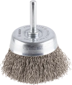 Зачисна чашкова щітка PRO Stainless steel clean, прямий хвостовик 6мм, 60x0,3 мм, сталевий хвилястий дріт Bosch Professional (2608622118) 2608622118 фото