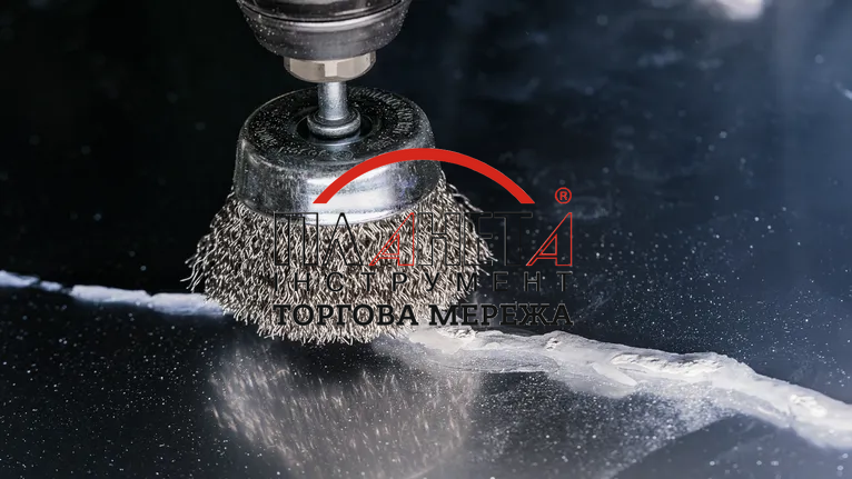 Зачисна чашкова щітка PRO Stainless steel clean, прямий хвостовик 6мм, 60x0,3 мм, сталевий хвилястий дріт Bosch Professional (2608622118) 2608622118 фото