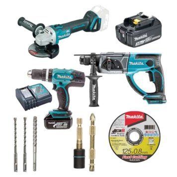 Набір інструментів Makita КШМ + перфоратор + дриль-шуруповерт (SET-DGA504Z-0522) SET-DGA504Z-0522 фото