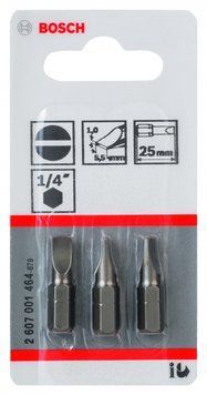 Насадка біта BOSCH Extra Hard S 1,0x5,5, 25 мм 3 шт. 2607001464 фото