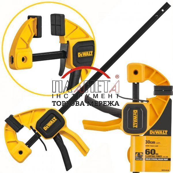 Струбцина DeWALT "M" швидкозатискна, 300мм, макс. тиск 60 кг (DWHT0-83140) DWHT0-83140 фото