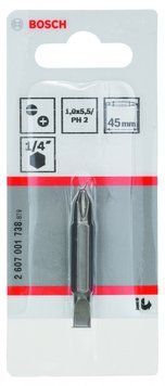 Двостороння насадка-біта BOSCH S 1,0x5,5; PH2; 45 мм 1 шт. 2607001738 фото