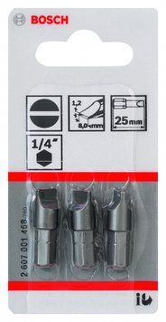 Насадка біта BOSCH Extra Hard S 1,2x8,0, 25 мм 3 шт. 2607001468 фото