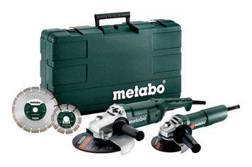 Комплект з 2-х болгарок, що працюють від електромережі SET Metabo WP 2200-230 + W 750-125 з двома алмазними відрізними кругами у пластиковому кофрі (685172510) 685172510 фото