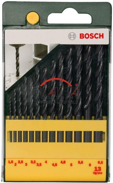 Набір свердел по металу з швидкорізальної сталі Bosch HSS-R, діаметрами 1.5 - 6.5 мм, 13 штук (2607019441) 2607019441 фото