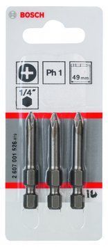 Насадка біта BOSCH Extra Hard PH 1, 49 мм 3 шт. 2607001526 фото