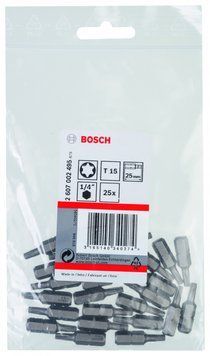 Насадка біта BOSCH Extra Hard T15, 25 мм 25 шт. 2607002495 фото
