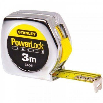 Рулетка вимірювальна Powerlock&reg; довжиною 3 м, шириною 19 мм в хромованому пластмасовому корпусі STANLEY 0-33-041 0-33-041 фото