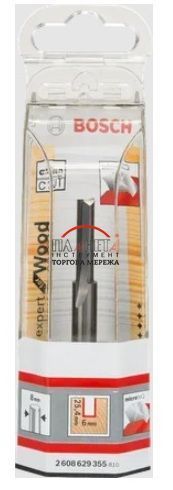 Пазова фреза Expert for Wood із двома канавками, твердий сплав Expert S8/D6/L25,4 Bosch Professional для занурювальних фрезерних машин, для кромкових фрезерів (2608629355) 2608629355 фото