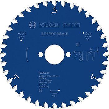 Пильний диск Expert for Wood Corded Bosch Professional для мережевих ручних циркулярних пилок, для занурювальних пил, 165x30x1,6, 36T (2608644026) 2608644026 фото