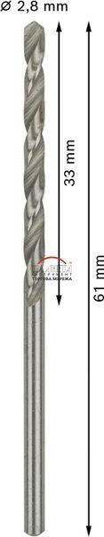Десять стандартних спіральних свердел Bosch Professional Metal HSS-G, діаметр 2,8, робоча довжина 33, довжина 61 мм (2608595054) 2608595054 фото