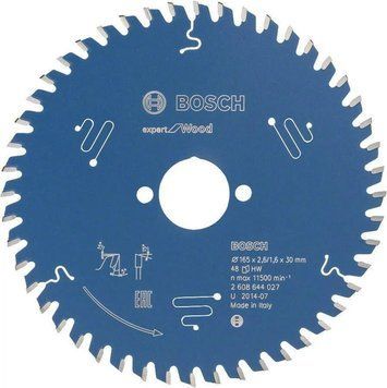 Пильний диск Expert for Wood Corded Bosch Professional для мережевих ручних циркулярних пилок, для занурювальних пил, 165x30x1,6, 48T (2608644027) 2608644027 фото