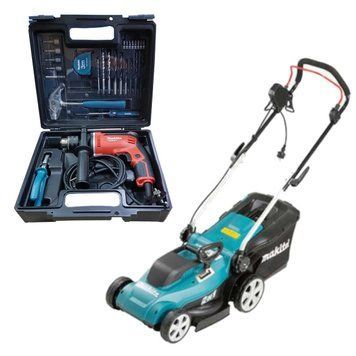 Набір інструментів Makita газонокосарка + ударний дриль (SET-ELM3320-04-0522) SET-ELM3320-04-0522 фото