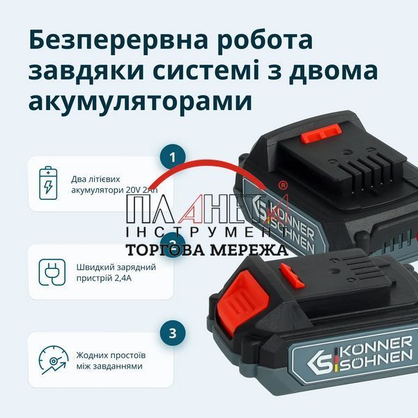 Набір акумуляторного електроінструменту K&ouml;nner&S&ouml;hnen 2-в-1 KS IDISD 20V SET 2 KSIDISD20VSET2 фото