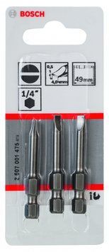 Насадка біта BOSCH Extra Hard S 0,5x4,0, 49 мм 3 шт. 2607001475 фото