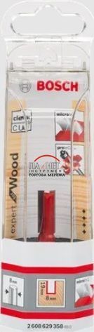 Пазова фреза Expert for Wood S8/D8/L19 із двома канавками, твердий сплав Bosch Professional для занурювальних фрезерних машин, для кромкових фрезерів (2608629358) 2608629358 фото