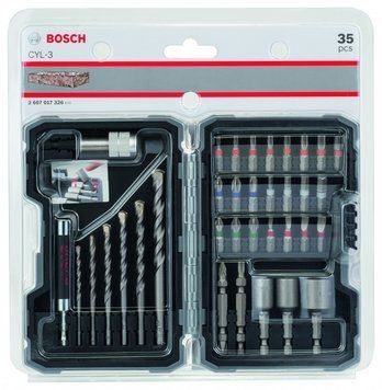 Набір свердел CYL-3 і біт для шуруповерта BOSCH Extra Hard, PH, PZ, SL, H, T 35 шт. 2607017326 фото