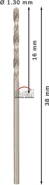 Набір спіральних свердел Bosch Professional Metal HSS-G, стандартна довжина 38 мм, діаметр 1,3 мм, робоча довжина 16 мм, 10 штук (2608585469) 2608585469 фото