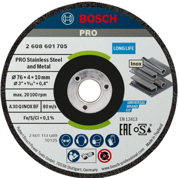 Круг отрезной по металлу Bosch PRO Stainless Steel and Metal 76x10x4 мм 2608601705 фото