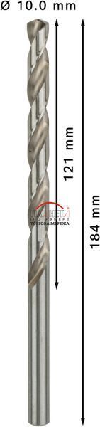 Набір довгих спіральних свердел Bosch Professional Metal HSS-G, діаметр 10,0 мм, довжина 184 мм, п&rsquo;ять штук (2608596832) 2608596832 фото