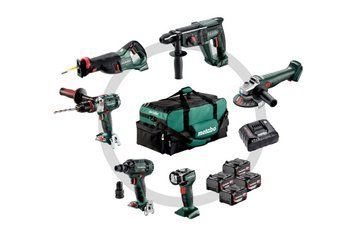 Комплект аккумуляторного инструмента Metabo Combo Set 6.1 (685211000) SB 18 LTX IMPULS + KH 18 LTX 24 + W 18 L 9-125 QUICK + SSEP 18 LT + SSW 18 LTX 300 BL + ULA 14.4-18 LED, 4х4,0Ah, ASC 55, сумка для інструментів 685211000 фото
