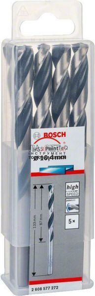 Спіральні свердла HSS PointTeQ, із циліндричним хвостовиком, 10.4 мм, 5 штук Bosch Professional (2608577272) 2608577272 фото